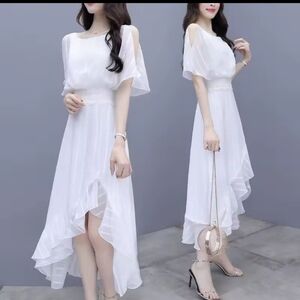 Elegant White Chiffon Dress